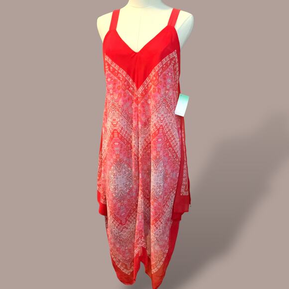 NWT My Michelle Red Handkerchief Hem Sleeveless Dress – Size M - Picture 4 of 7